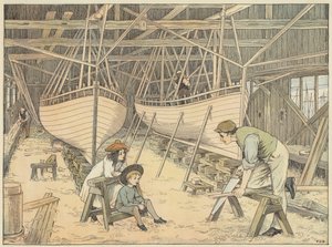 Constructor naval (litografía en color) de Francis Donkin Bedford