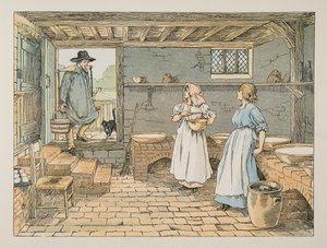 El lechero, de Four and Twenty Toilers, pub. 1900 (litografía en color) de Francis Donkin Bedford