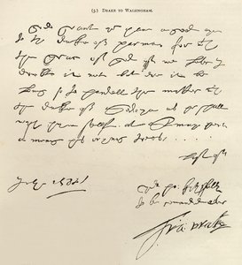 Carta de Sir Francis Drake a Sir Francis Walsingham firmada el 29 de julio de 1588, publicada en 