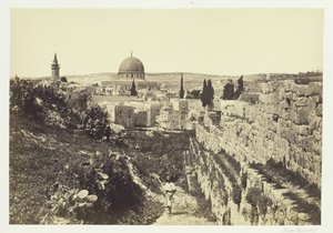 Muro de la ciudad y Mezquita de Omar, Jerusalén de Francis Frith