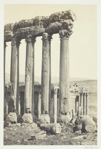 Los grandes pilares y el templo menor, Baalbec, 1857 de Francis Frith