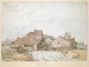 Una vista en color de un molino de aceite, cerca de Twickenham Common de Francis Grose
