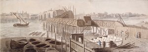 Construcción del Puente Blackfriars de Francis Grose