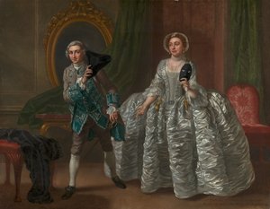 David Garrick y la Sra. Pritchard en "El marido sospechoso" de Benjamin Hoadley de Francis Hayman
