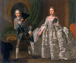 David Garrick y Hannah Pritchard en una escena de El esposo sospechoso, 1752