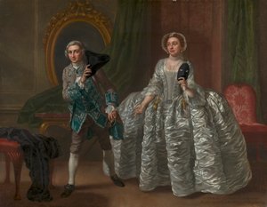 David Garrick y la Sra. Pritchard en "El marido sospechoso" de Benjamin Hoadley de Francis Hayman
