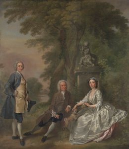 Jonathan Tyers, con su hija Elizabeth, y su marido John Wood de Francis Hayman
