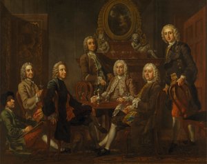 Retrato de un grupo de caballeros, con el artista de Francis Hayman
