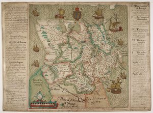 Mapa de Ulster (pluma y tinta con aguada sobre papel) de Francis Jobson
