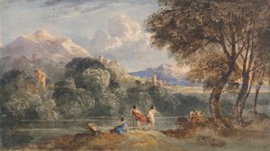 Paisaje clásico con figuras de Francis Oliver Finch