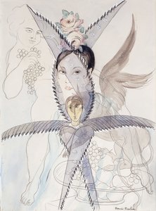 Transparence - Head and Winged Horse; Transparence - Tete et Cheval Aile, c.1928 (acuarela, gouache, tiza negra y lápiz sobre papel) de Francis Picabia