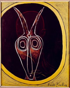 Transparencia. Cara de hombre y cabeza de animal con cuerno superpuesto, siglo XX (óleo sobre lienzo) de Francis Picabia