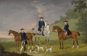 John Corbet, Sir Robert Leighton y John Kynaston con sus Caballos y Perros de Caza