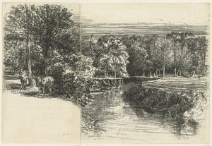 Dos burros y el río Dundrum los dos culos Río Dundrum de Francis Seymour Haden (Sir) (signed by artist)