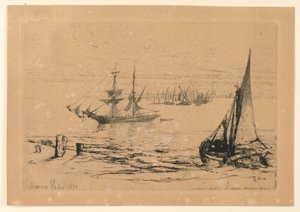 Un bergantín anclado de Francis Seymour Haden