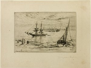 Un bergantín anclado de Francis Seymour Haden