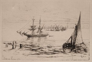 Un bergantín anclado de Francis Seymour Haden