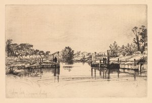 Egham Lock, 1859 de Francis Seymour Haden
