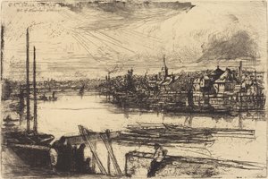 Viejo Chelsea, desde la ventana de Whistler (Battersea Reach) de Francis Seymour Haden