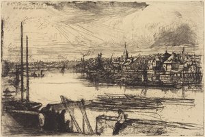 El viejo Chelsea, desde la ventana de Whistler (Battersea Reach) de Francis Seymour Haden