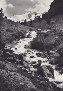 Alpes Orientales: La cordillera de Reichen desde el extremo superior del Tal Wildgerlos (foto en blanco y negro)