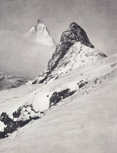 Alpes Peninos: El Matternhorn y el Riffelhorn (foto b/n) de Francis Sydney Smythe