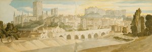 Catedral y castillo de Durham desde el río Wear, 1811 de Francis Towne