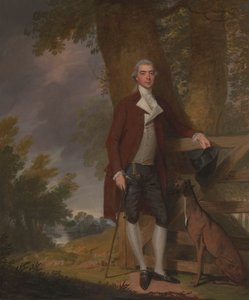 Un caballero y su perro en un paisaje de Francis Wheatley