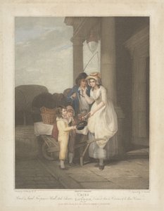 Gritos de Londres: Redondas y Sonoras, Cinco Peniques la Libra, Cerezas del Duque, grabado por Anthony Cardon de Francis after Wheatley