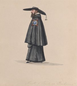 Un monje de la orden de Barbones, de un grupo de dibujos que representan el traje peruano, 1848