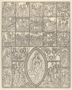Los quince misterios y la Virgen del Rosario Impresión moderna de Francisco Doménech