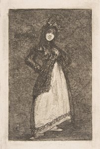 Una Maja de pie contra un fondo oscuro Maja de Francisco de Goya