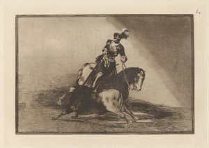 Carlos V. lanceando un toro en la plaza de Valladolid (Charles V. Spearing a Bull in the Ring at Valladolid), Plate 10 from La tauromaquia de Francisco de Goya