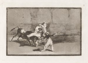 Cogida de un moro estando en la plaza (A Moor Caught by the Bull in the Ring), Plate 8 from La tauromaquia