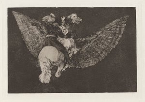 Disparate volante (Flying Folly), also known as Reniego al amigo que cubre con las alas y muerde con el pico (Renounce the Friend Who Covers You with his Wings and Bites You with his Beak), from the series Los disparates (Los proverbios) de Francisco de Goya