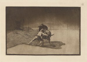 El famoso Martincho, poniendo banderillas al quiebro. (The Famous Martincho Places the Banderillas Playing the Bull with the Movement of his Body), Plate 15 from La tauromaquia