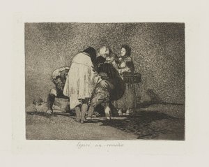 ¿Espir? sin remedio. (No había nada que hacer y murió.), pl. 53 de la serie Los desastres de la guerra de Francisco de Goya