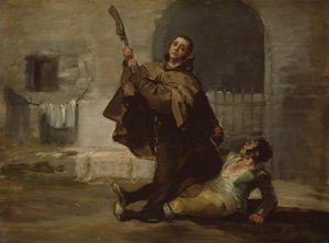 Fray Pedro Golpea a El Maragato con la Culata del Fusil, c. 1806 de Francisco de Goya