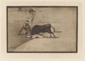La desgraciada muerte de Pepe Illo en la plaza de Madrid (The Unlucky Death of Pepe Illo in the Ring at Madrid), Plate 33 from La tauromaquia de Francisco de Goya