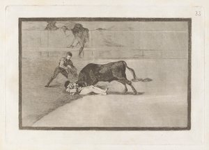 La desgraciada muerte de Pepe Illo en la plaza de Madrid (The Unlucky Death of Pepe Illo in the Ring at Madrid), Plate 33 from La tauromaquia