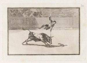Ligereza y Audacia de Juanito Apinani en [el Anillo] en Madrid, Lámina 20 de La Tauromaquia de Francisco de Goya