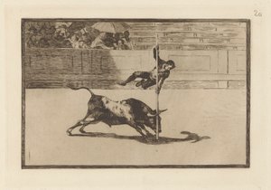 Ligereza y Audacia de Juanito Apinani en [el Anillo] en Madrid, Lámina 20 de La Tauromaquia de Francisco de Goya