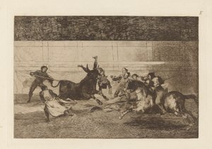 La Muerte de Pepe Illo (Muerte de Pepe Illo, 2ª Composición), Placa E de El Toro Maquia (3ª Edición) de Francisco de Goya