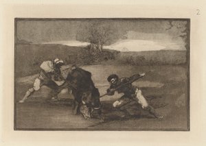 Otro modo de cazar ? pie (Another Way of Hunting on Foot), Plate 2 from La tauromaquia de Francisco de Goya