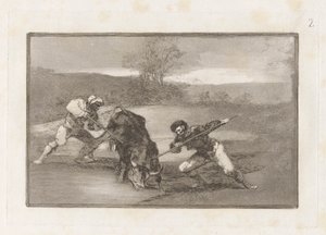Otro modo de cazar ? pie (Another Way of Hunting on Foot), Plate 2 from La tauromaquia de Francisco de Goya