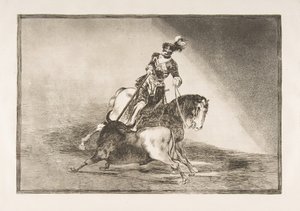 Placa 10 de La Tauromaquia: Carlos V lanceando un toro en el ruedo de Valladolid de Francisco de Goya