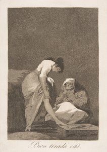 Lámina 17 de Los Caprichos: Está bien estirada Bien tirada está de Francisco de Goya