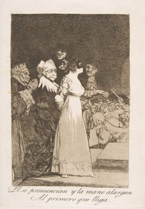 Placa 2 de Los Caprichos: Dicen sí y dan la mano al primero que viene de Francisco de Goya