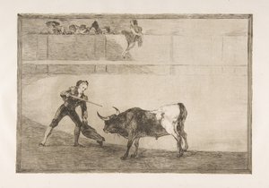 Placa 30 de la Tauromaquia: Pedro Romero matando al toro detenido, 1816