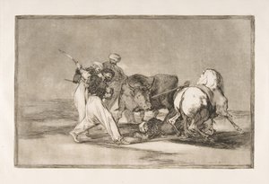 Lámina 3 de la Tauromaquia: Los moros asentados en España, abandonando las supersticiones de Francisco de Goya